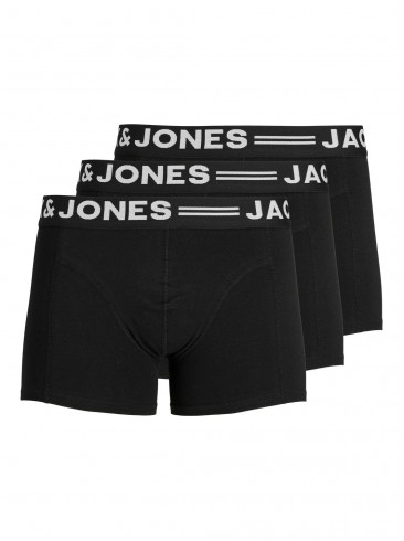 Jack Jones, Boxers, Black, 3 Pack, Cotton, Spandex, Underwear, 12081832 Black Black Waist