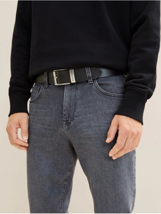 Tom Tailor Black Leather Belts for Men