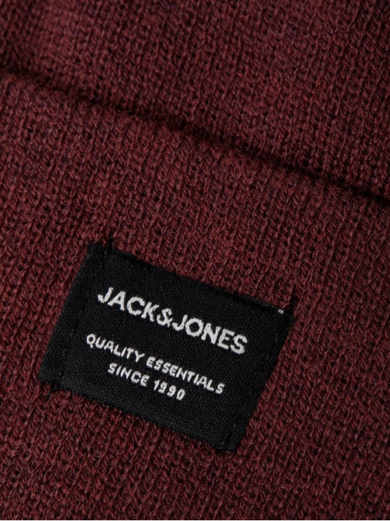 Чоловіча шапка-біні Jack Jones бордового кольору