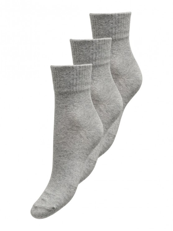 Stylish Set of 3 High Grey Socks for Women by Only