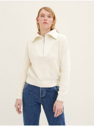 Женский белый пуловер Tom Tailor из 100% хлопка - SKU 1035407 10348