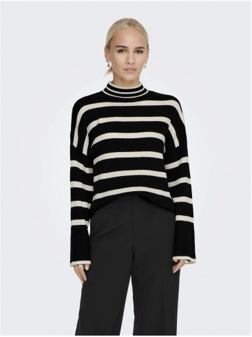 Пуловер черный Only с белым узором - Категория: Трикотаж. SKU: 15259096