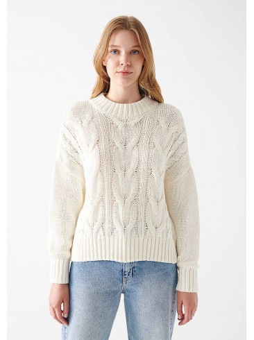Mavi Knit Sweater - White - Women's Jumper - SKU 1710129-81964