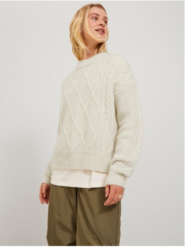 "Bone White Knit Sweater - JJXX Pullovers in Women's Clothing Category" (80 characters)