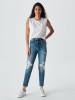 LTB Women's High-Waisted Ripped Mom Jeans in Blue