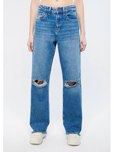 джинси, широкі, рвані, сині, висока посадка, Mavi, 101047-84085