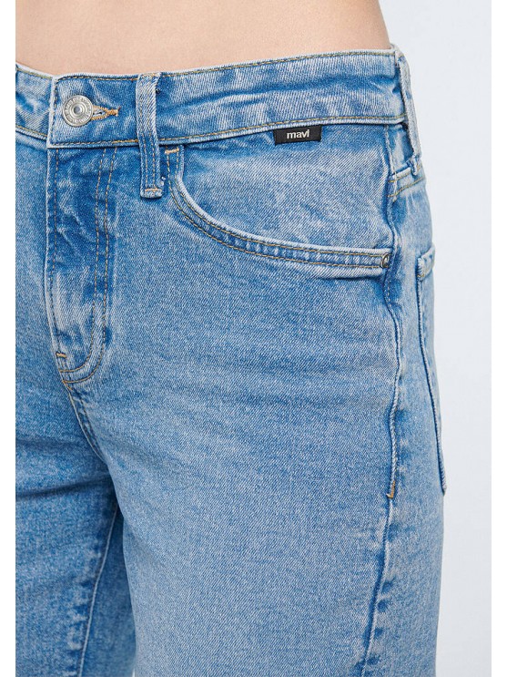 Женские джинсы Mavi с высокой посадкой и мом фасоном в синем цвете