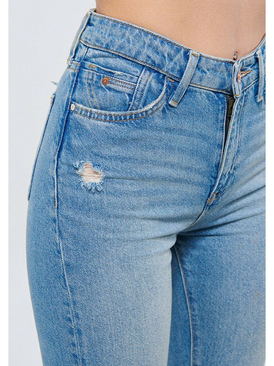 Get the Trendy Mavi Mom Jeans with High Waist and Ripped Design