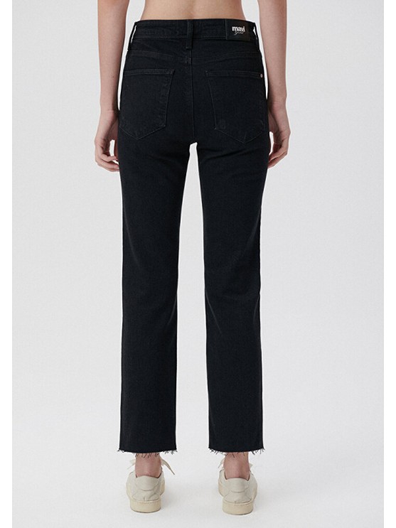 High-waisted straight black jeans by Mavi for women