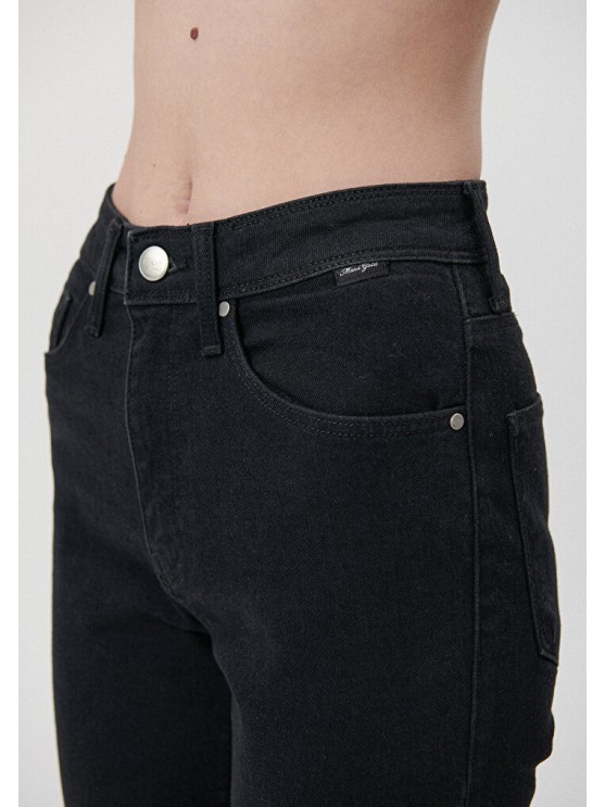 Женские джинсы Mavi прямого фасона с высокой посадкой в черном цвете