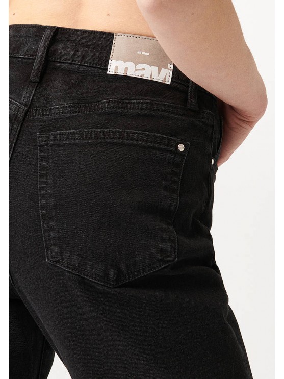 Женские джинсы Mavi в высокой посадке, серого цвета и мом-фасоне