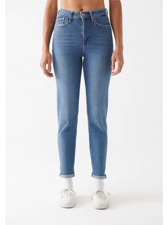 Сині високі мом джинси від бренду Mavi для жінок