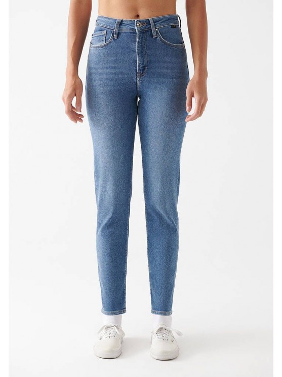 Сині високі мом джинси від бренду Mavi для жінок