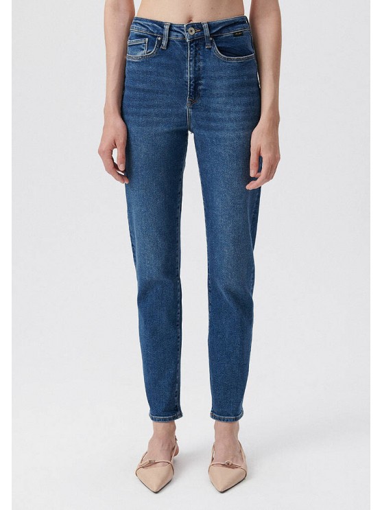 Shop Mavi's High-Waisted Blue Mom Jeans for Women