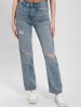 Mustang Women's High-Rise Straight Leg Jeans in Light Blue with Distressed Detailing
