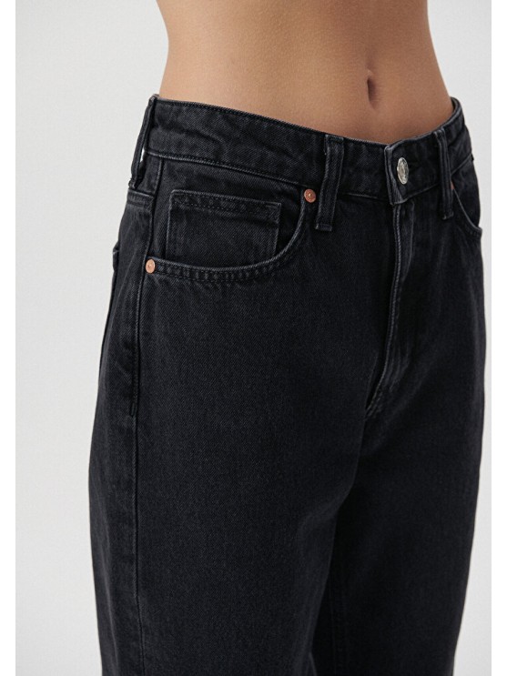 Женские джинсы Mavi чёрного цвета с высокой посадкой и прямым фасоном