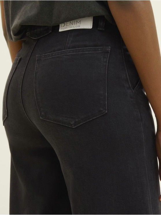 Женские широкие джинсы Tom Tailor, черные, с высокой посадкой