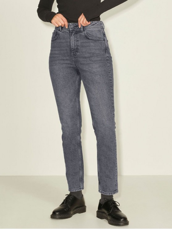 Женские завуженные джинсы с высокой посадкой и серым оттенком от бренда JJXX