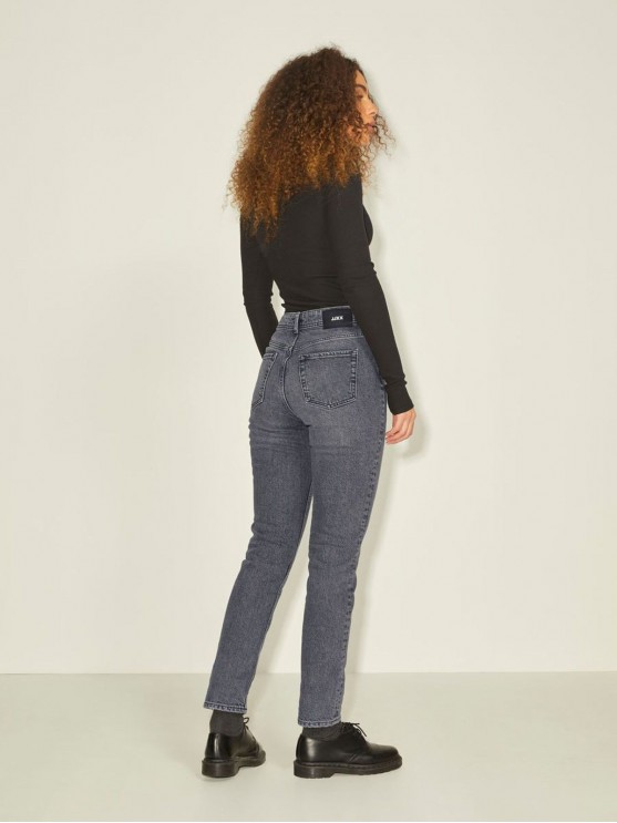 Женские завуженные джинсы с высокой посадкой и серым оттенком от бренда JJXX