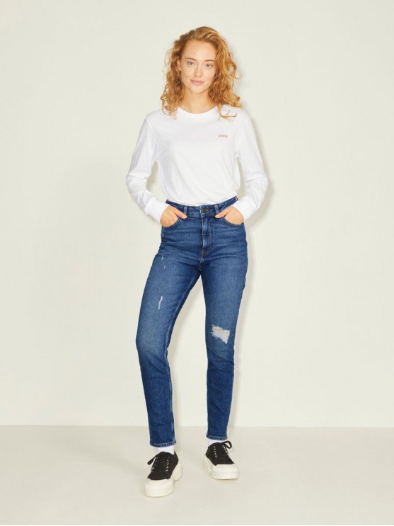 JJXX Women's High Waisted Skinny Ripped Dark Blue Jeans