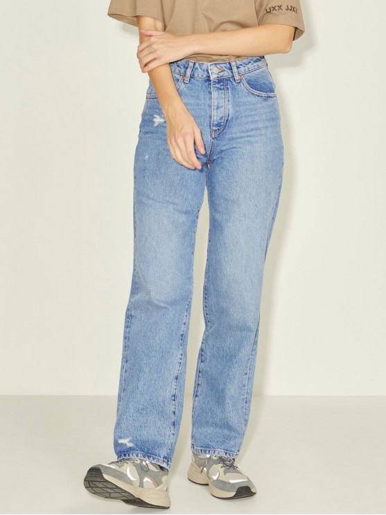 JJXX Women's High-Rise Straight Blue Jeans