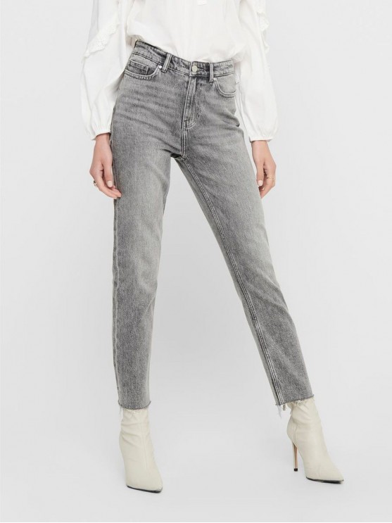Прямі сірі джинси високої посадки для жінок від Only