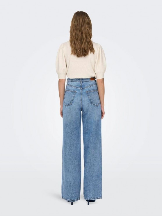Женские широкие светло-синие джинсы от Only с высокой посадкой