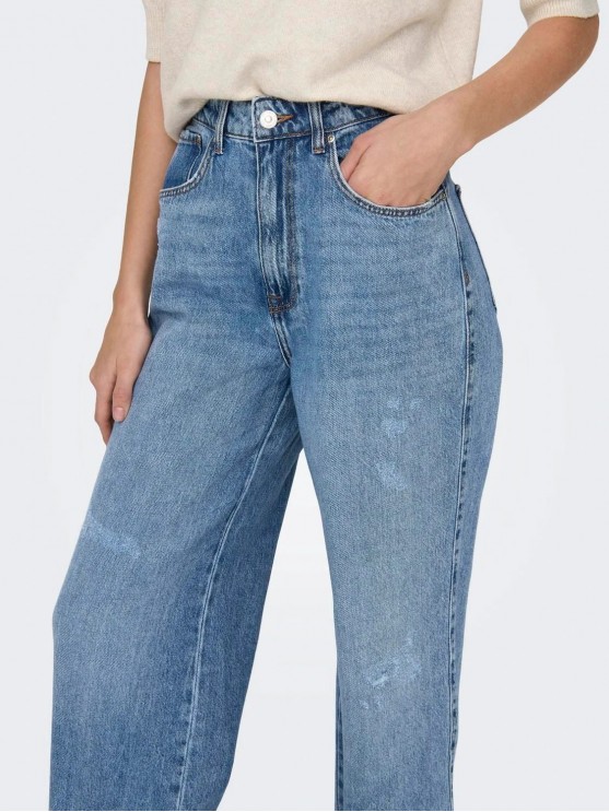 Only's High-Waisted Light Blue Denim: Wide Fit Jeans for Women