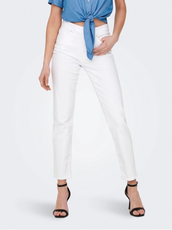 Білі прямі джинси високої посадки Only для жінок