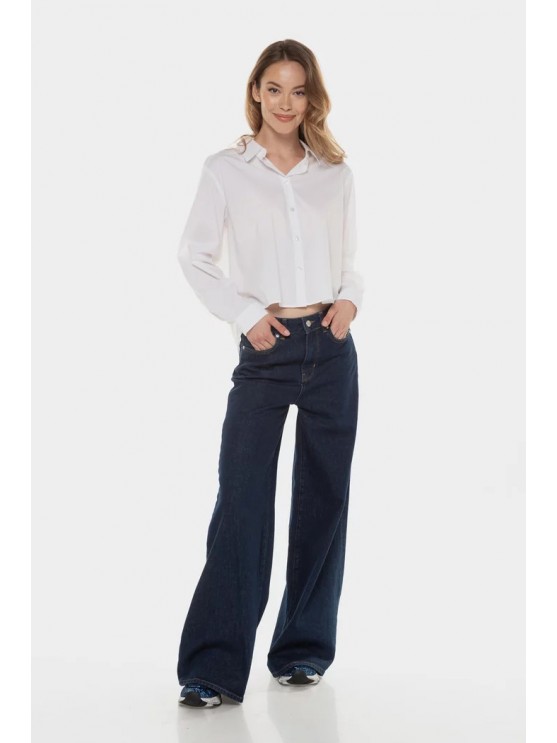 Tom Tailor Women's High-Rise Wide-Leg Blue Jeans