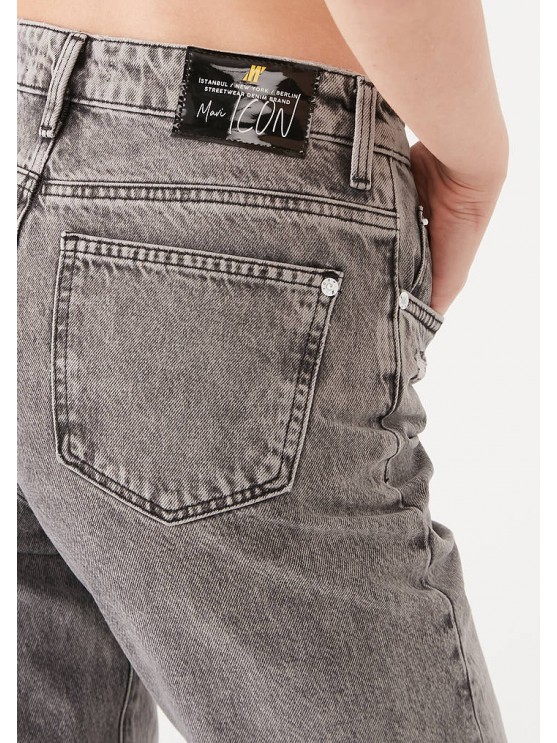 Женские широкие джинсы Mavi с высокой посадкой и рваными элементами