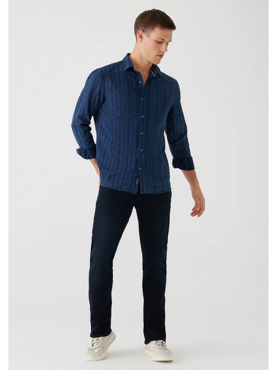 Чоловічі джинси Mavi, синього кольору з середньою посадкою та прямим фасоном
