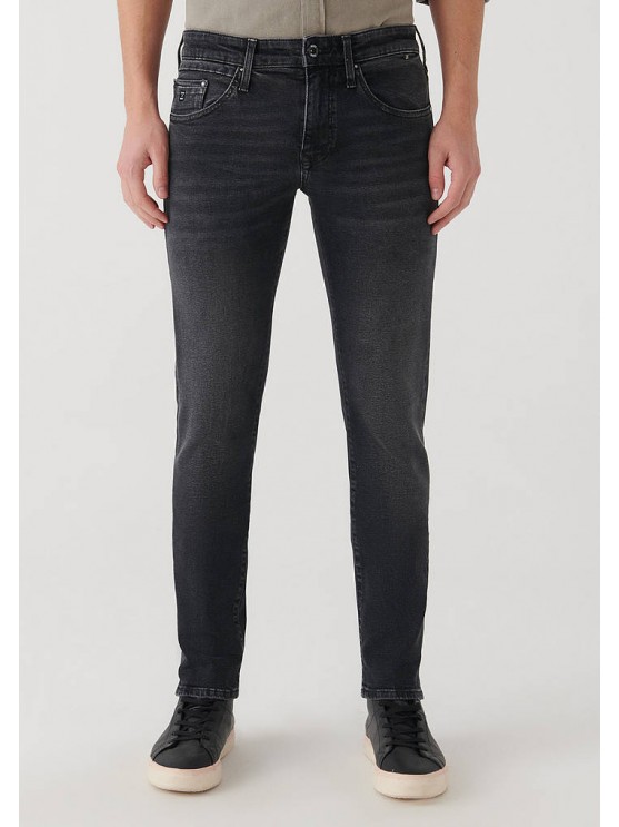 Mavi Skinny Jeans for Men: Mid-rise, Grey Color.