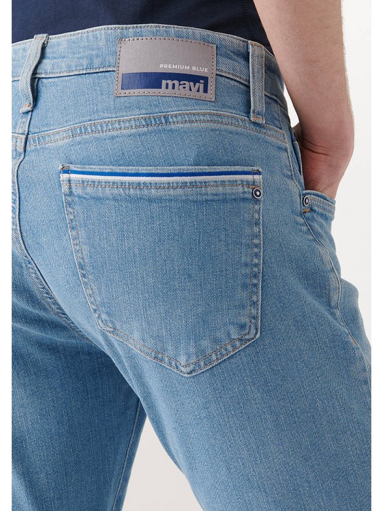 Mavi Men's Skinny Jeans in Blue: Medium Rise Cut