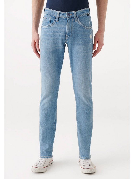 Mavi Men's Skinny Jeans in Blue: Medium Rise Cut