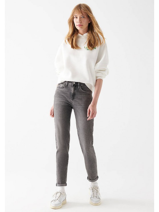 Сірі високі мом джинси від бренду Mavi для жінок