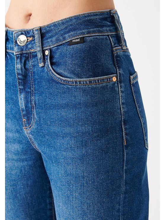 Сині високі мом-джинси від бренду Mavi для жінок
