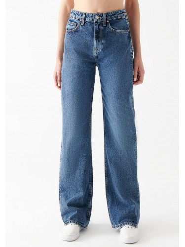Широкі джинси висока посадка синього кольору - Mavi 101072-82129