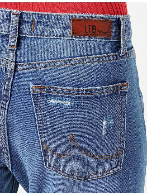 Get trendy with LTB boyfriend jeans - ripped and low-waisted in blue
