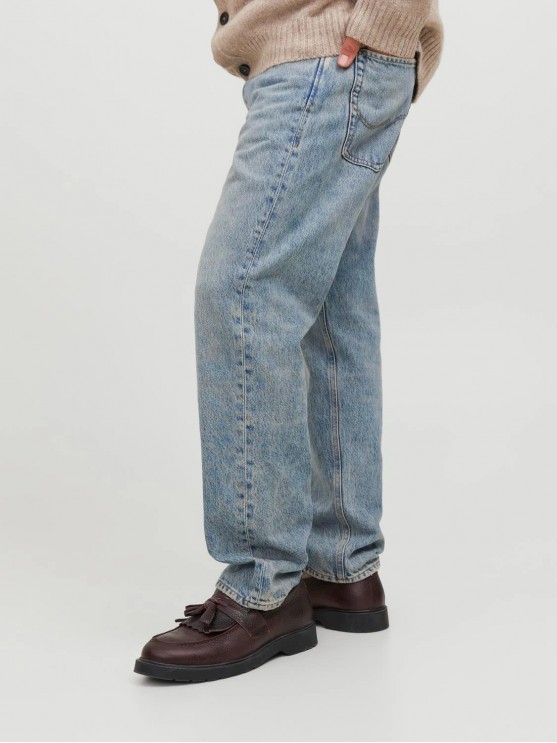 Jack Jones блакитні чоловічі джинси з високою посадкою і широким фасоном.