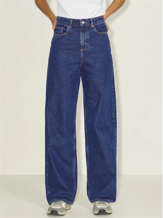 JJXX: широкие синие джинсы с высокой посадкой для женщин
