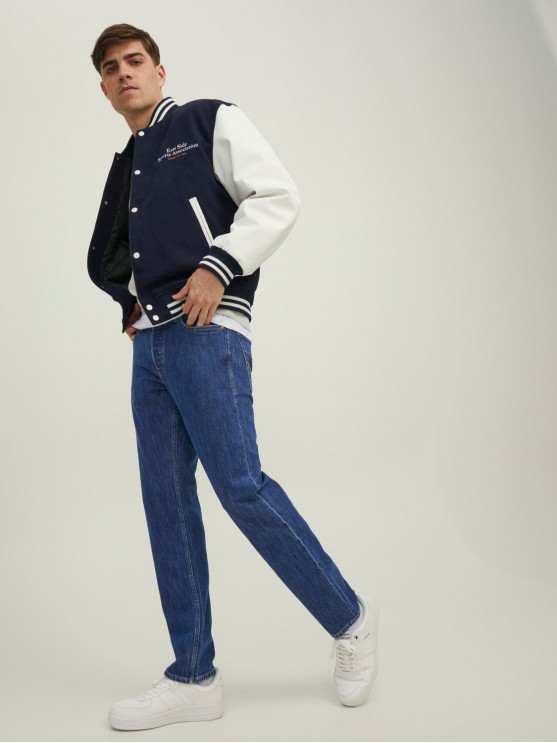 Mужские джинсы Jack Jones, синего цвета и завуженным фасоном