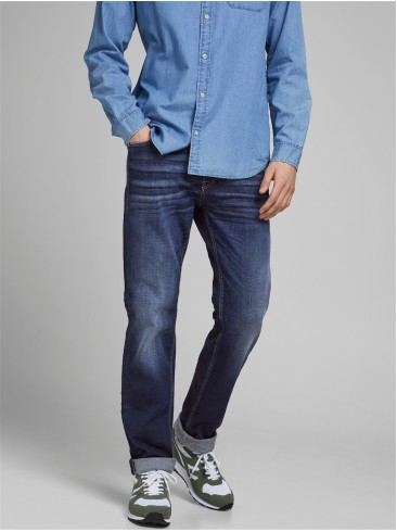 сині джинси, прямий фасон, середня посадка, Jack Jones, 12177444 Blue Denim
