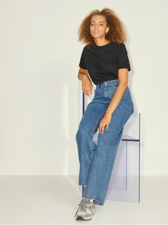 Жіночі широкі джинси високої посадки JJXX синього кольору