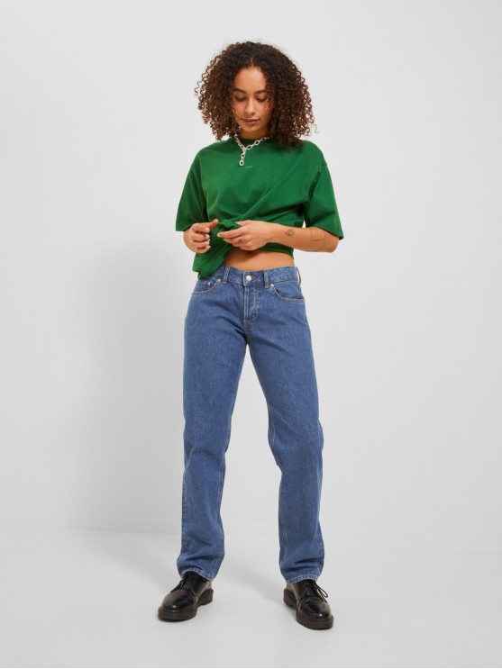 Shop JJXX Women's Low-rise Straight Medium Blue Jeans