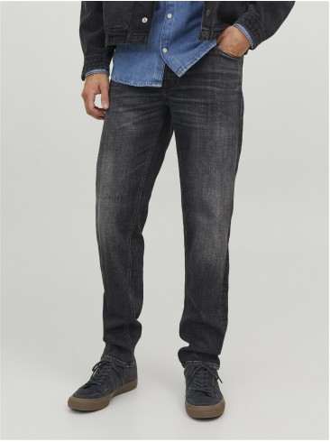 вузькі джинси, органічна бавовна, Jack Jones, сірі джинси, tapered, еластан, еластомер, сорочка, 12239294 Black Denim.