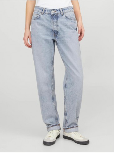 straight fit, mid-rise, organic cotton, blue jeans, JJXX, 12225916 Light Blue Denim