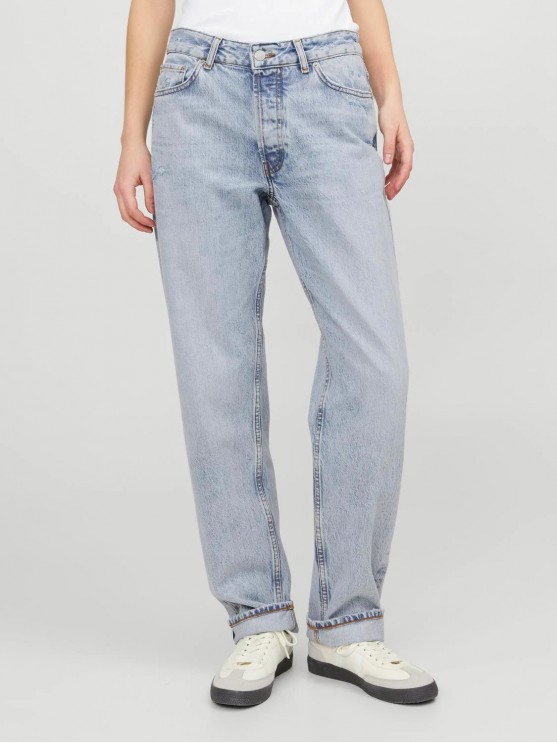 JJXX Women's Straight Fit Medium Rise Blue Denim Jeans