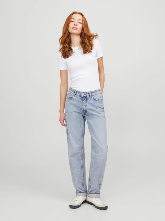 JJXX Women's Straight Fit Medium Rise Blue Denim Jeans