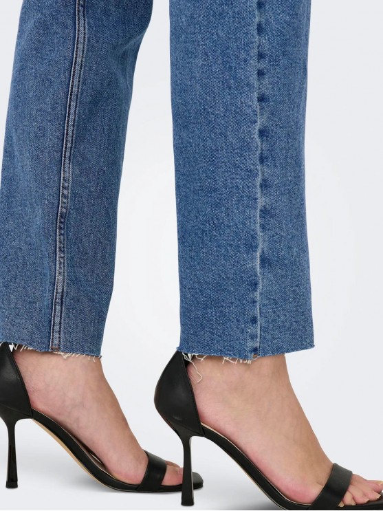 Прямі джинси високої посадки темно-синього кольору від бренду Only для жінок